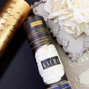 Perfume Notes- Kacha Furniture, REDESIGN WITH PRIMA, Gold foil transfer- bringing all the glamour!