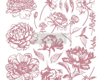 Lineair bloemen, OPNIEUW ONTWERPEN MET PRIMA, decorstempelset