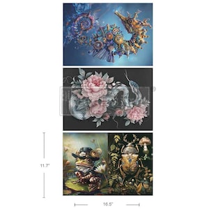 Steampunk Wilderness- A3 Fiber Paper x 3 pack- REDESIGN WITH PRIMA, A3 Fibre Decoupage Paper, Easter, Brand New January 2025