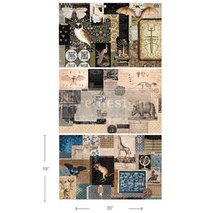 Mystic Manuscripts Decoupage Fibre Papers– 3 sheets 19.5″X30″, REDESIGN WITH PRIMA