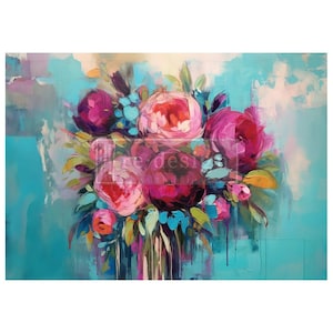 Burst of Colour- A1 Fibre Fiber Decoupage Paper- REDESIGN WITH PRIMA
