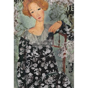 Whimsical Lady A1 Decoupage Paper- REDESIGN WITH PRIMA, Mulberry Rice Paper, *New for 2022* Free Postage