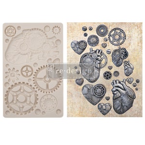 Steampunk Herzen Decor Mould, Finnabair von REDESIGN WITH PRIMA, Silikonform