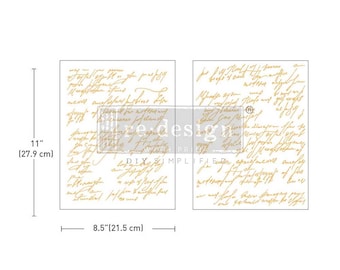 Shimmering Script-Gold Foil Middy Transfer designed by Kacha Furniture, REDESIGN WITH PRIMA- New Size 8.5"x11"