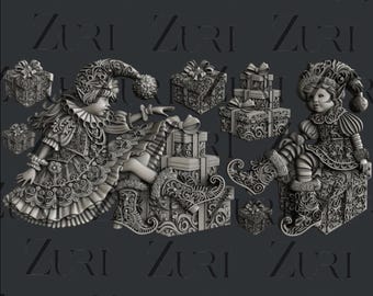 Christmas Elves Mould, ZURI DESIGNS Silicone Mould- Use casting resin, modelling pastes etc