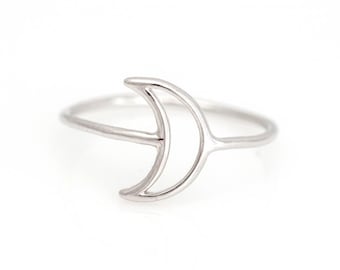 Half Moon Ring, 925 Sterling Silver.