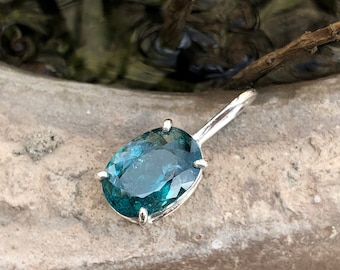 Indicolite Tourmaline Pendant, Handmade 925 Sterling Silver, Afghanistan Gem