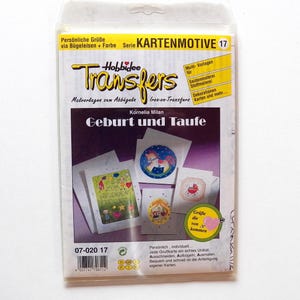 Transfers, plantillas para colorear para planchar, motivos de tarjetas para papel, seda o tela, "nacimiento y bautismo"