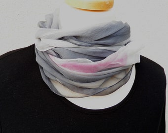 Gray collection, silk scarves and silk scarf, painted with French paint in gray, light gray and off-white