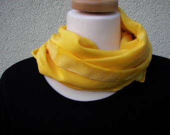 Silk scarf, elegant, noble silk scarf Crepe de Chine, hand-painted with French colors in a sunny yellow.