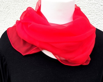 Red Collection silk scarf ponge 08 (17) 100 % silk, in red, 45 x 175 cm and silk chiffon scarf approx. 45 x 180 cm