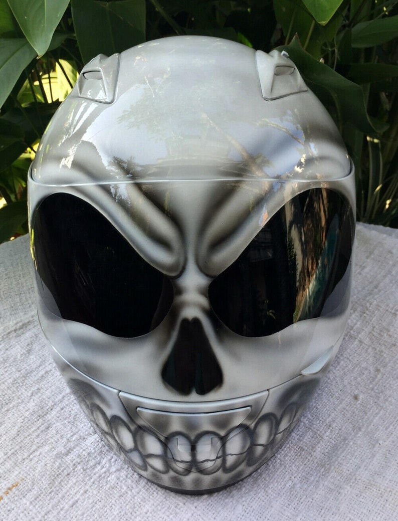 New Custom AirBrush Helmet Skull White Style DOT & ECE Etsy