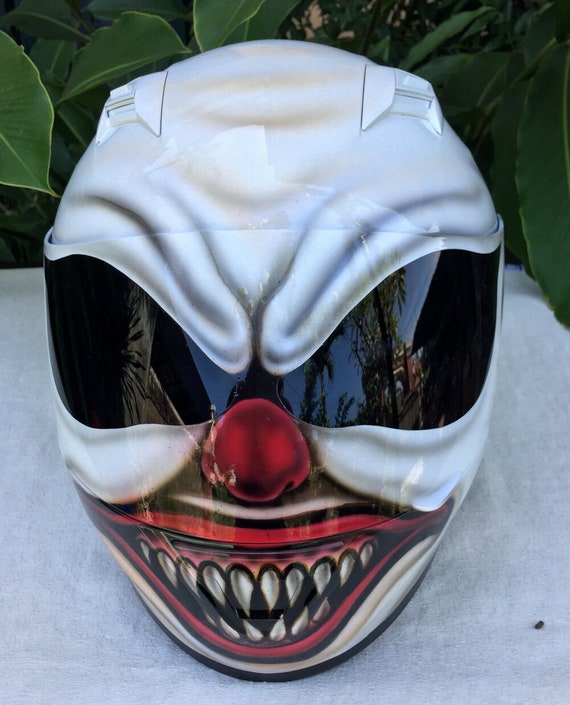 Airbrush Clown Motorcycle Helmet Crazy Mad Scary Custom Helmet Naughty Killer