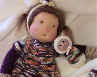 Waldorfpuppe - Waldorf Puppe, gestrickte Puppe , 29 cm, Waldorfart