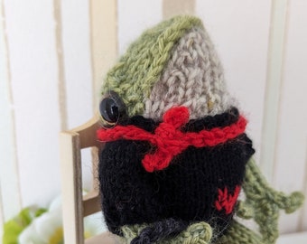 Frosch, Frog, gestrickter Frosch mit Pullover, Tasche, Handarbeit, TikTok, Valentinstag,