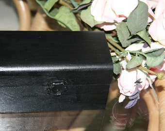 Tafel Kiste Box Teekiste Schatzkiste Truhe Aufbewahrung Schwarz