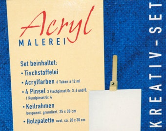 Acrylset Creativ Set Farben Pinsel Staffelei Acryl