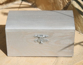 Kiste Box Teekiste Schatzkiste Truhe Aufbewahrung Silber Holz Schmuckbox