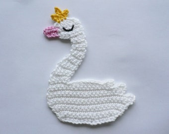 Swan crocheted applique crochet applique patches accessories crochet applique