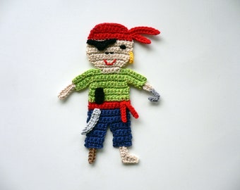 Pirate - crochet applique, patch, crocheted, applique, accessories, crochet applique