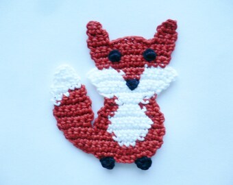 Fox, crocheted, crochet application, application, patch, accessories, crochet application