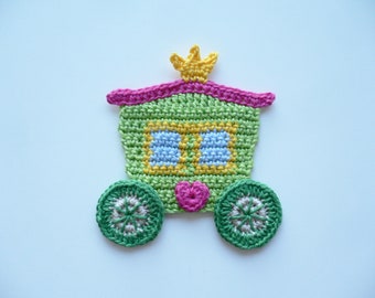 Carriage, crocheted, applique, crochet applique, patch, accessories, crochet application