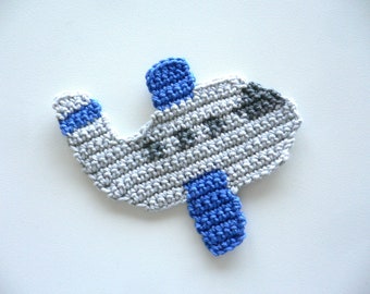 Airplane, aviator, crocheted, crochet applique, patch, applique, accessories, crochet applique