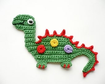 Dino, Häkelapplikation, gehäkelt, Applikation, Aufnäher, Accessoires, Crochet-Application