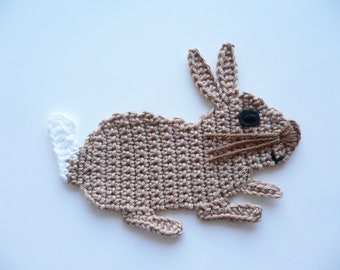 Bunny, crocheted, applique, crochet applique, patch, accessories, crochet applique