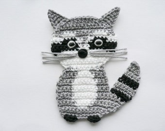 Raccoon Crochet Applique Patches Accessories Crochet Applique Crochet Applique