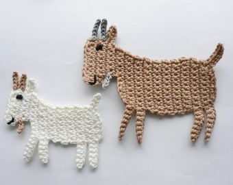 Goat, crocheted, crochet applique, applique, patch, accessories, crochet applique