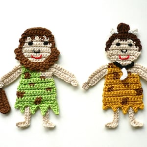 Neandertaler Mann oder Frau, Häkelapplikation, Applikation, Accessoires, Aufnäher, Crochet-Application, Bild 1