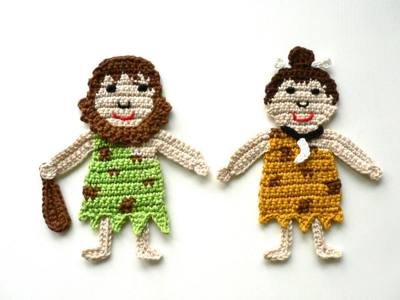 Neandertaler Mann oder Frau, Häkelapplikation, Applikation, Accessoires, Aufnäher, Crochet-Application, Bild 1