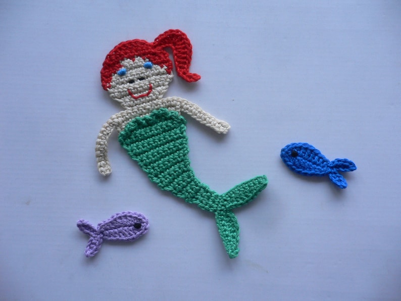 crocheted patch crochet applique mermaid Nixe crochet application accessories applique without fish
