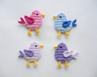 Little bird, bird, crocheted, crochet applique, applique, patches, accessories, crochet applique