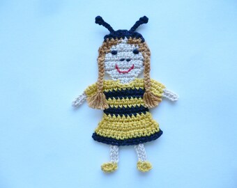 Bee girls, crocheted, crochet application, patch, application, accessories, crochet application