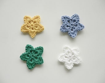 Crochet flowers, star, crocheted, applique, crochet applique, patch, accessories, crochet applique