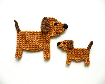 Puppy small or large, dog, animal, crochet applique, patch, applique, accessories, crochet applique, crocheted