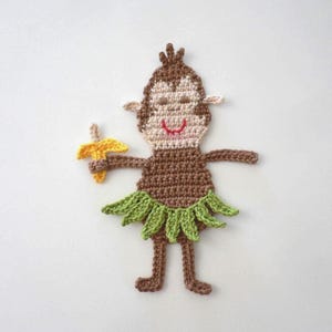 Äffchen, Affe, gehäkelt, Häkelapplikation, Applikation, Aufnäher, Accessoires, Crochet-Application