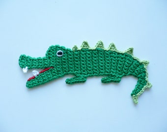 crocodile, crocheted, crochet application, application, patch, accessories, crochet application