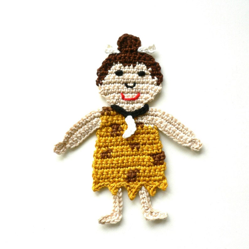 Neanderthal man or woman, crochet application, application, accessories, patch, crochet application, Neandertaler Frau