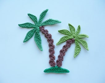 Palm tree, crocheted, applique, crochet applique, patch, accessories, crochet applique