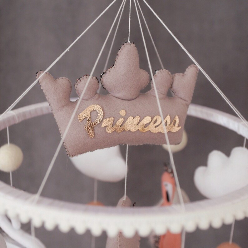 Flamingo Mobile With Cute Swan and Ballerina Mobile Baby Girl Etsy