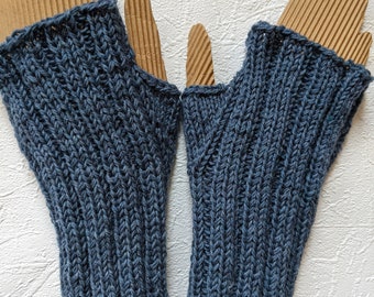 Gants sans doigts élégants - chauffe-poignets en bleu denim