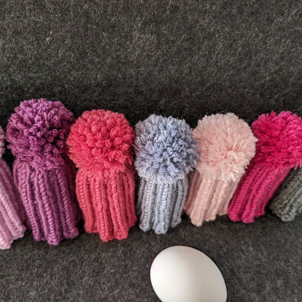 Cute bobble hat egg warmers wool various colors