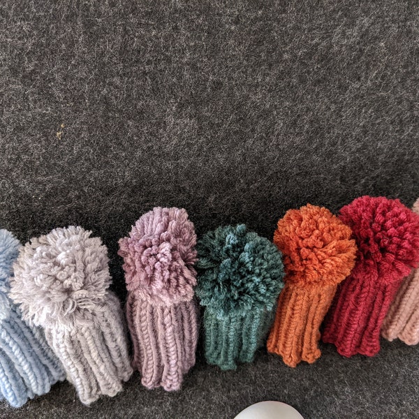 Cute bobble hat egg warmers wool various colors