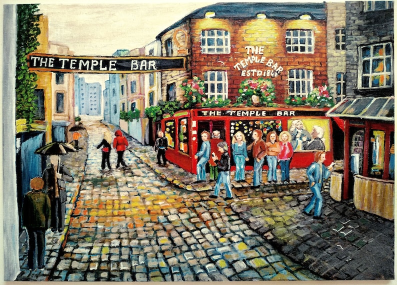 poster paper print signed The Temple Bar painting illustration drawing ukraine city landscape dublin ireland free shipping