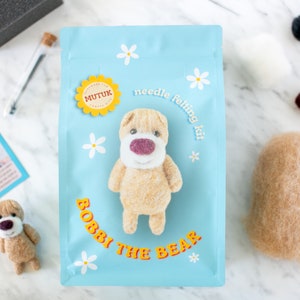 Needle Felting Kit Teddy Bear - Wool Felting Kit - Needle Felted Bear Kit