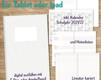 Digitales Heft kariert mit Rand