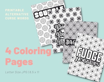 4 Alternative Swear Words Coloring Pages Printable Adult - Etsy